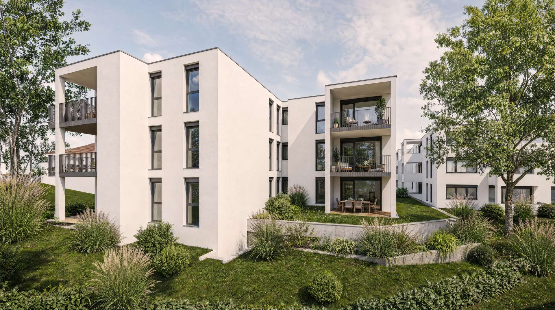 Wohntraum! Lichtdurchflutete Neubauwohnung mit gemütlicher Sonnenterrasse und Gartenanteil